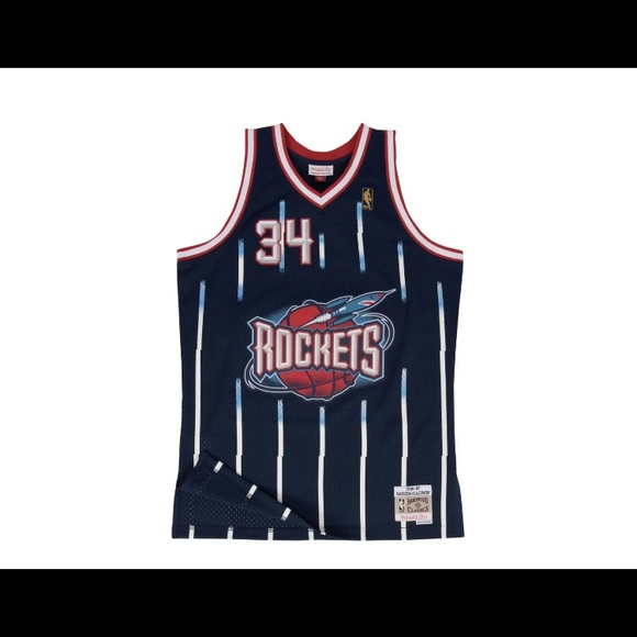 Mitchell & Ness Swingman Maillot NBA Houston Rockets 1996-97 – Hakeem Olajuwon – Navy – Taille XXL – Mesh Rétro